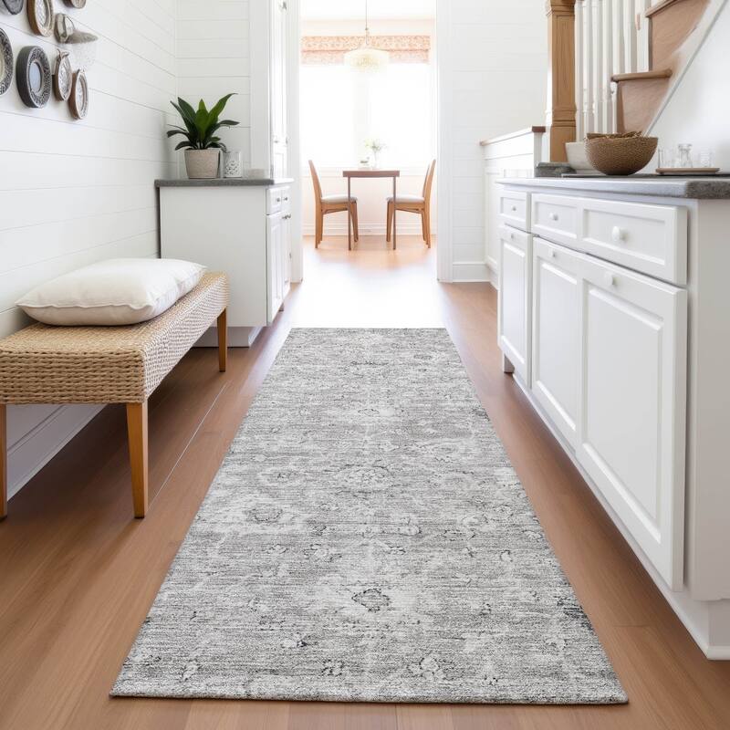 Premium Washable Super Soft Traditional Vintage Mayfield Rug - Gray - 2'3" x 7'6"