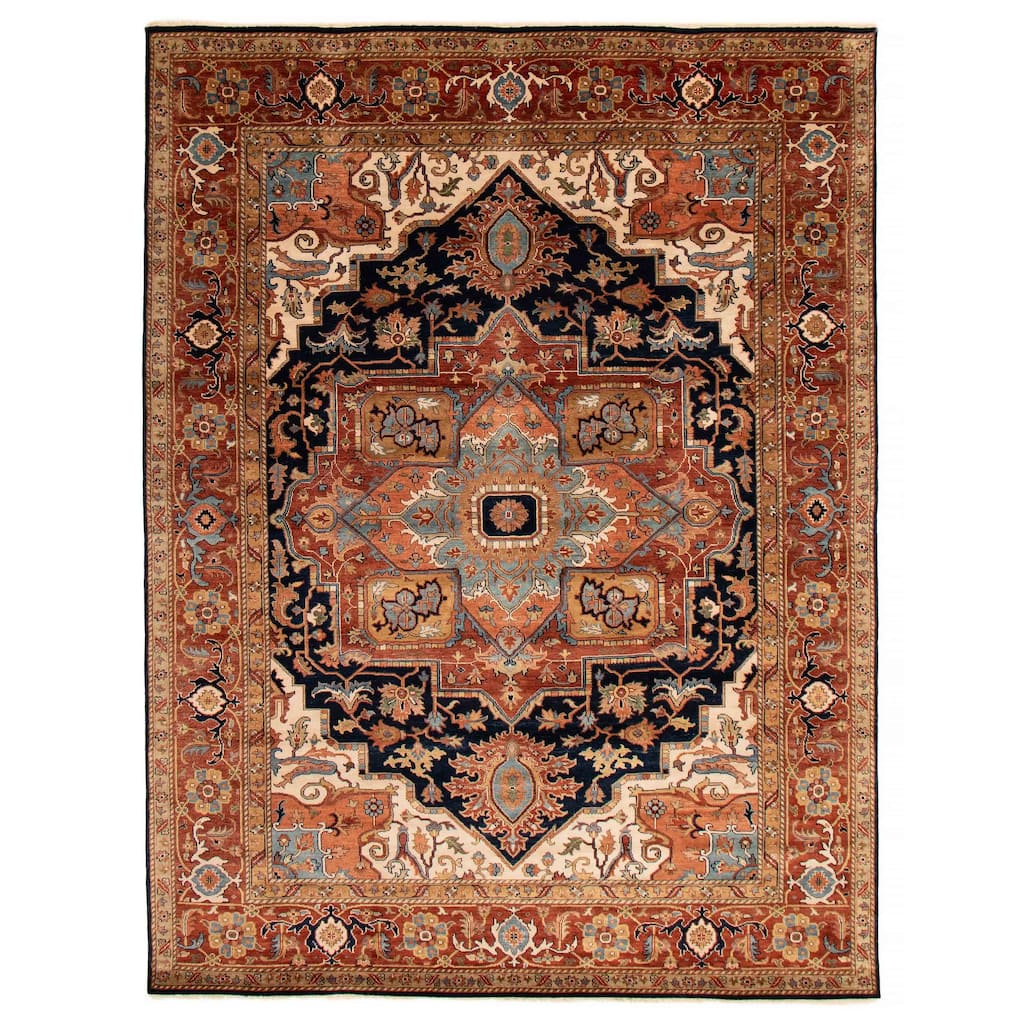 ECARPETGALLERY Hand-knotted Jules Sultane Dark Navy Wool Rug - 8'7 x 11'6