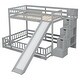 preview thumbnail 9 of 7, Twin over Full Bunk Bed with Slide and Storage Staircase, Wooden Bunk Bed with Safety Guardrails