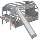 preview thumbnail 9 of 32, Contemporary Modern Design Twin over Twin Wood Bunk Bed with Slide and Storage Staircase,Desk with Drawers and Shelves