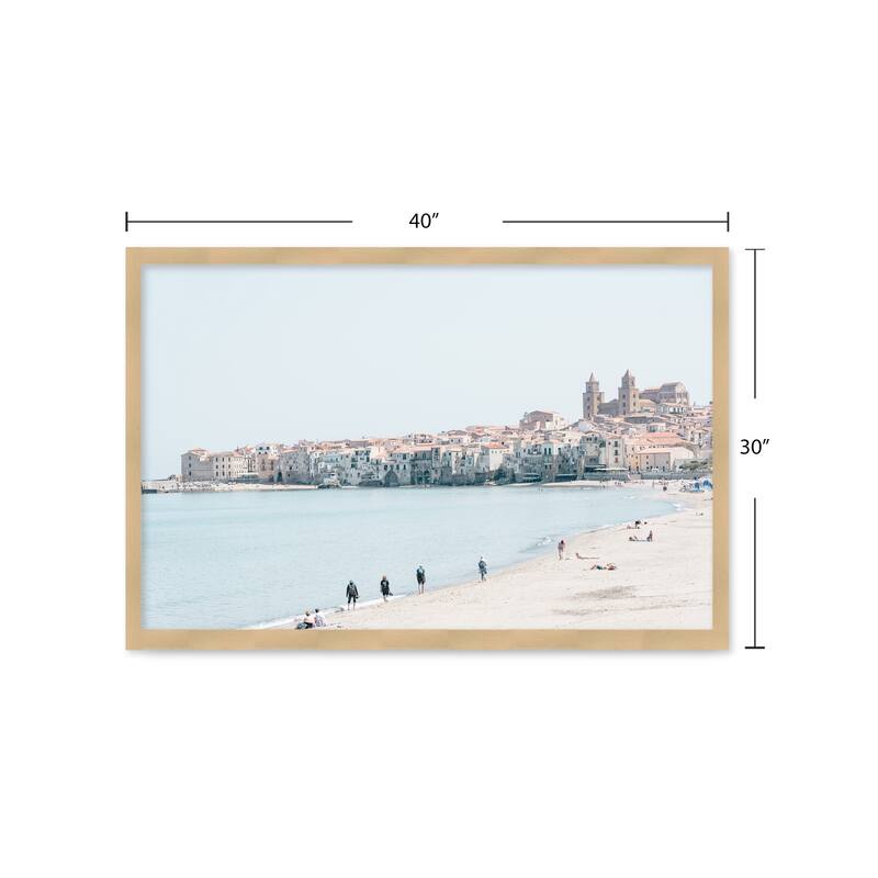 "Coastal view at Cefalu" Framed Textured Wall Art