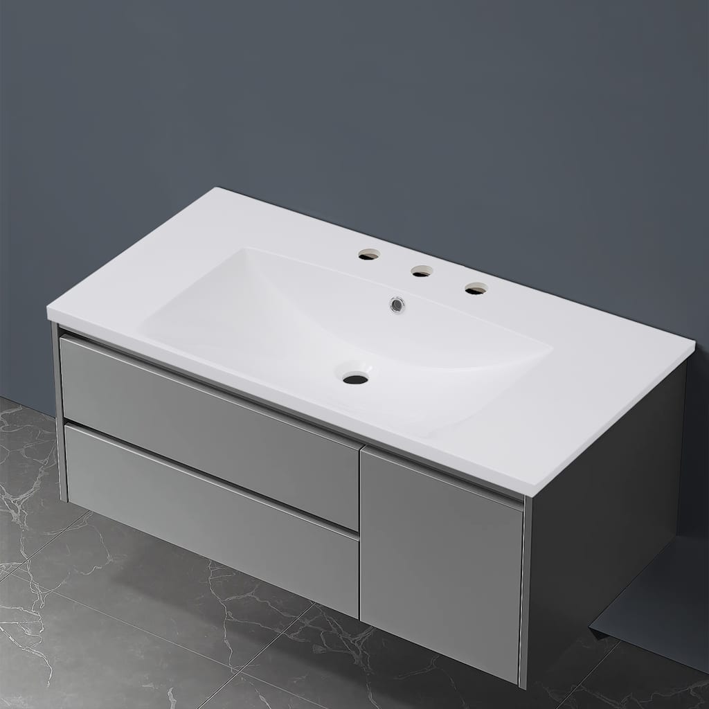 Topcraft Resin Bathroom Vanity Sink Top with Overflow