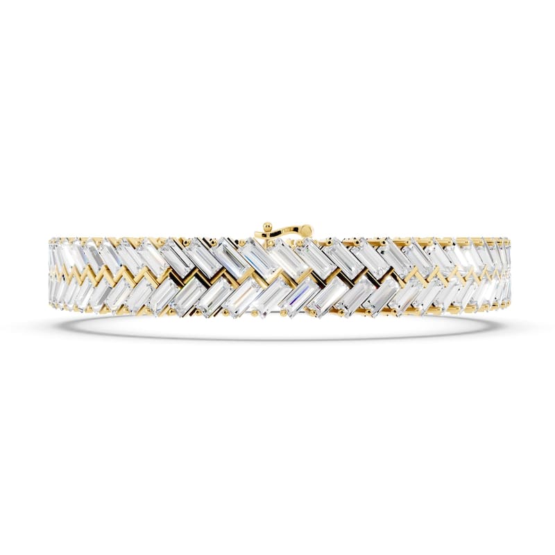 Auriya 14K Gold Lab Grown Baguette Chevron Tennis Bracelet 11 1/10 ct. tw. (F-G VS) - N/A