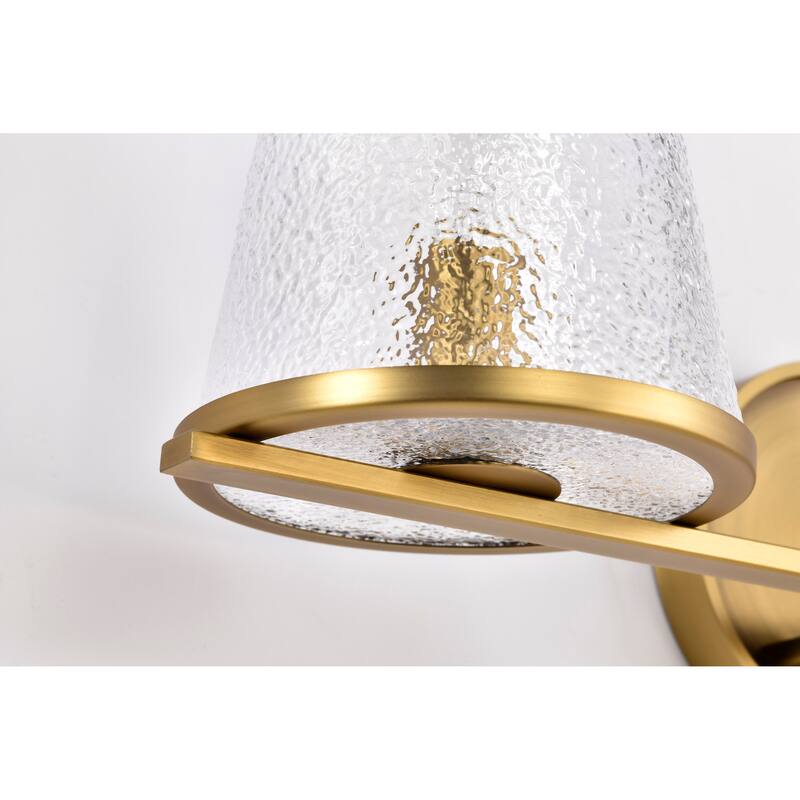 Valentine 3 Light Vanity Vintage Brass Finish Hammered Glass - Vintage Brass