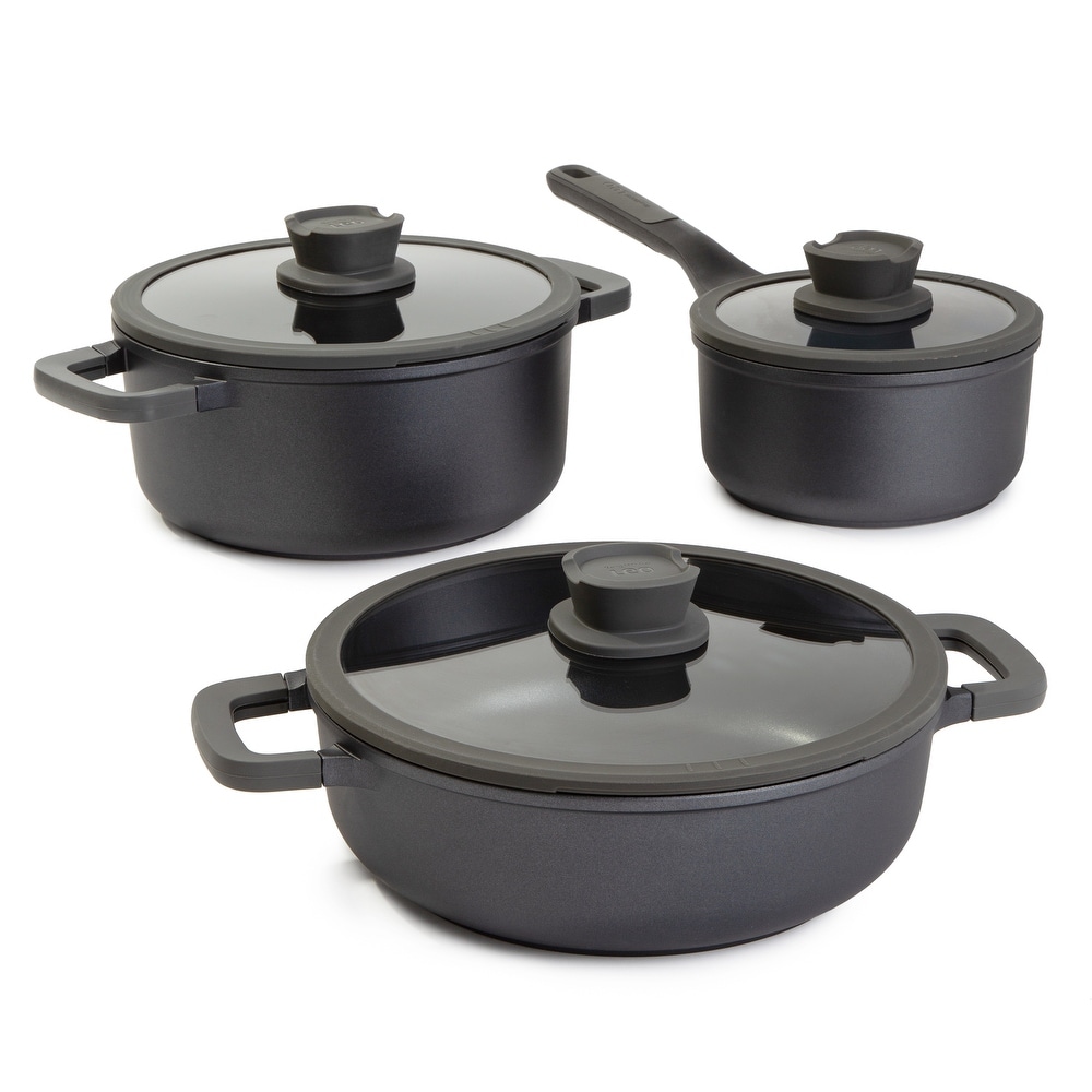 6pc HexClad Stainless Steel Cookware Set with Lids