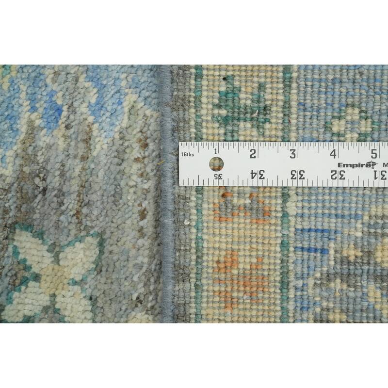 Vegetable Dye Wool Oushak Turkish Area Rug, Floral Geometric Carpet - 10' 3'' X 7' 9''