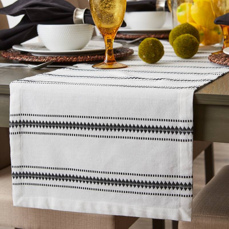 DII French Blue Zig Dobby Stripe Table Runner