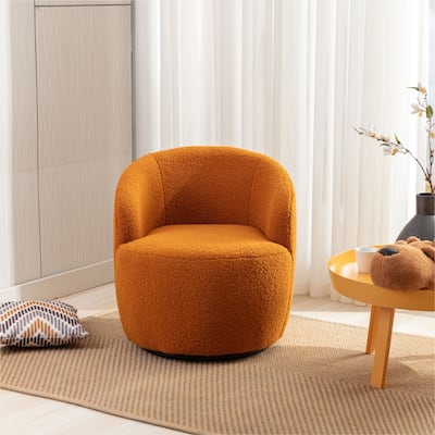 Swivel Accent Barrel Chair with Black Powder Coating Metal Ring