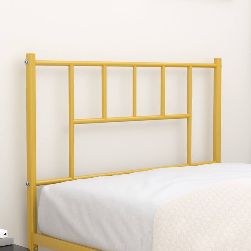VECELO Victorian Style 14 Inch Metal Platform Bed Frame with Headboard, Heavy Duty Steel Slat Support, No Box Spring Needed