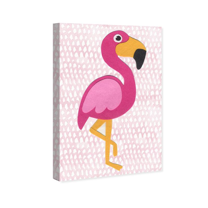 Wynwood Studio Canvas Animals F for Flamingo Pink and Pastel Pink Modern & Contemporary Wall Art Canvas Print
