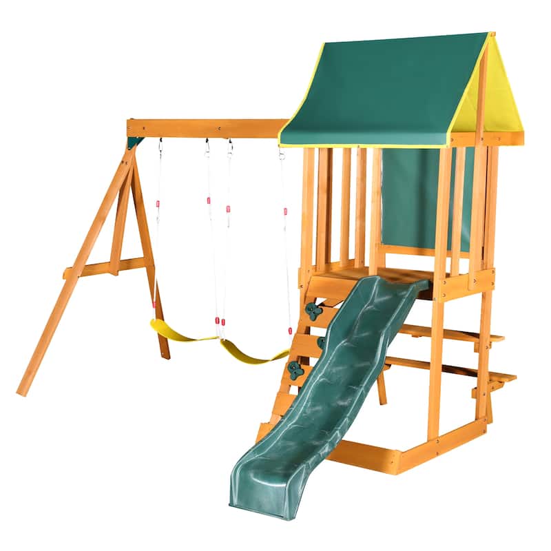 3-in-1 Wooden Outdoor Swing Set