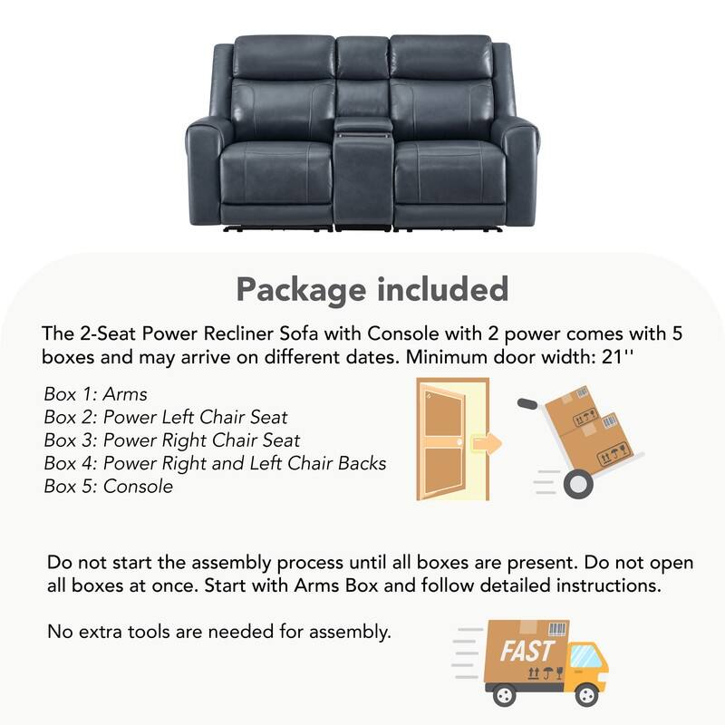Spruce & Spring Leo Power Wall Hugger Reclining Sofa with Multi-Function Console