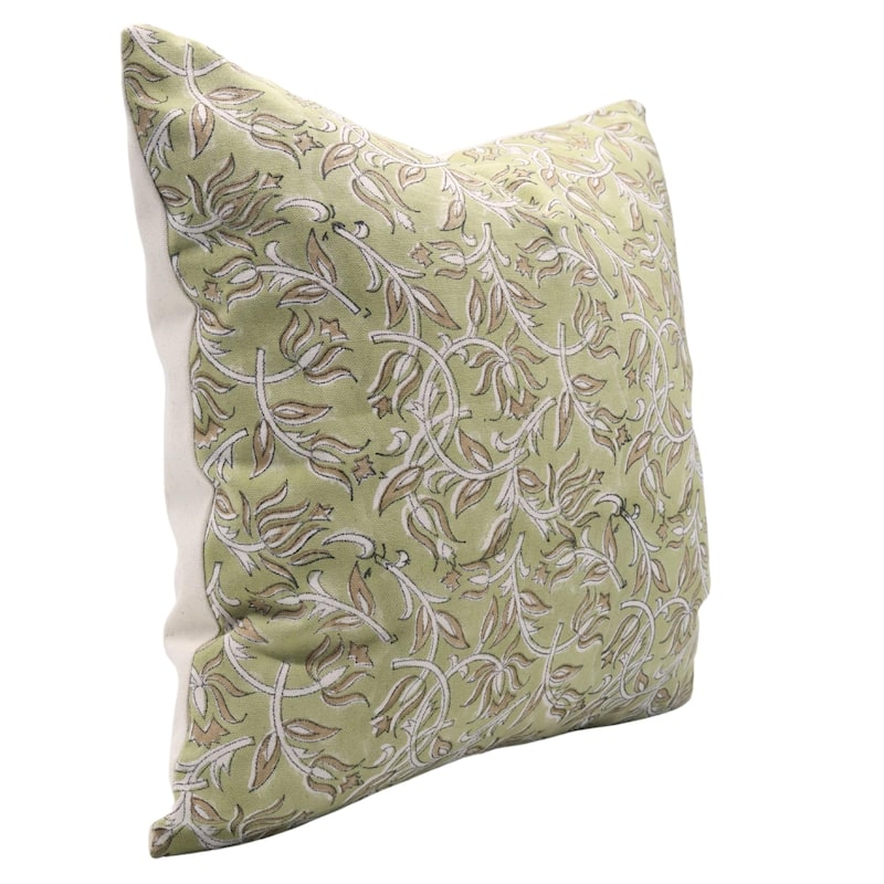 Fabdivine Hand Block Print Pillowcase in Cotton for Hotel Floral Cushion Cover Farmhouse Throw Décor, Coastal Tulip