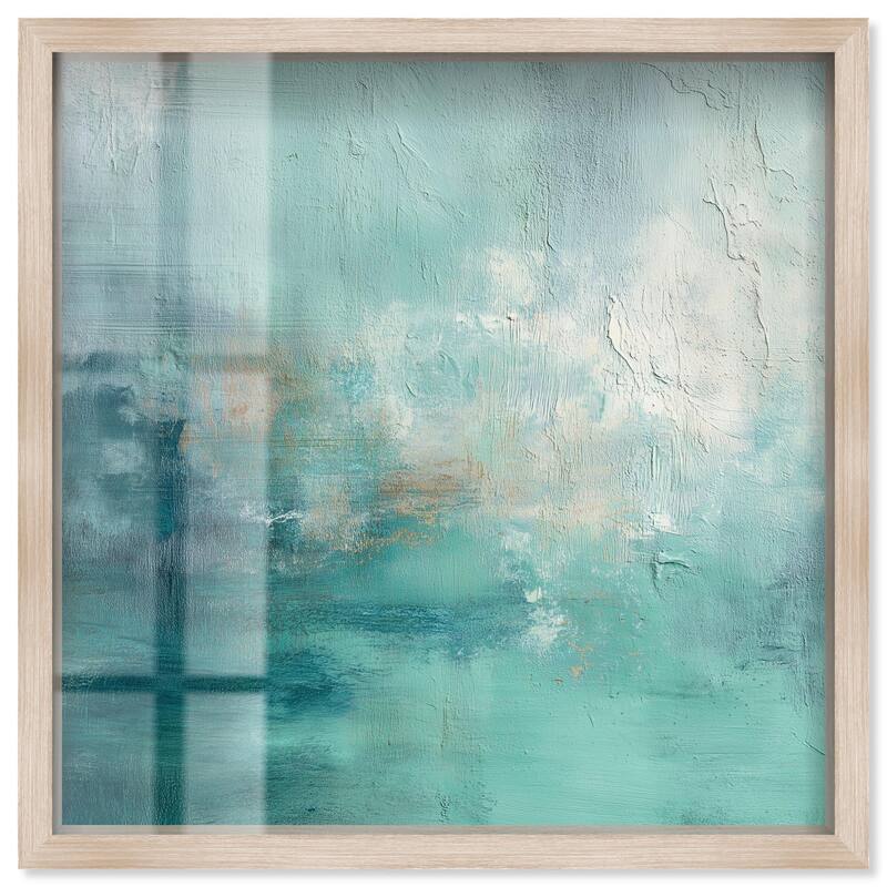 Green Blue I Shadowbox by Art Remedy - Natural - 20" x 20"