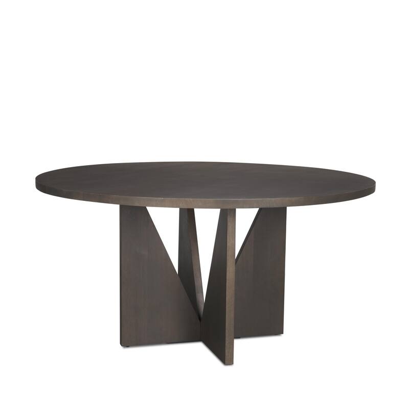 Tarro 60" Round Textured Espresso Wood w/ Geometrical Base Dining Table - 60.0L x 60.0W x 30.0H
