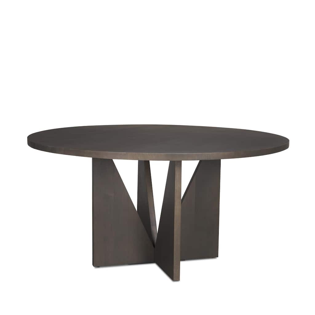 Tarro 60" Round Textured Espresso Wood w/ Geometrical Base Dining Table - 60.0L x 60.0W x 30.0H