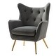 preview thumbnail 108 of 141, Eusebio Tufted Velvet Accent Chair with Wingback, Arms, and Metal Gold Legs for Living Room or Bedroom by HULALA HOME