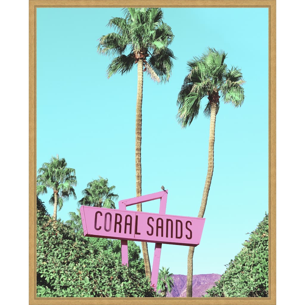 Coral Sands Vintage Motel Sign by Tom Windeknecht Framed Canvas Wall Art Print - Sylvie Bright Gold
