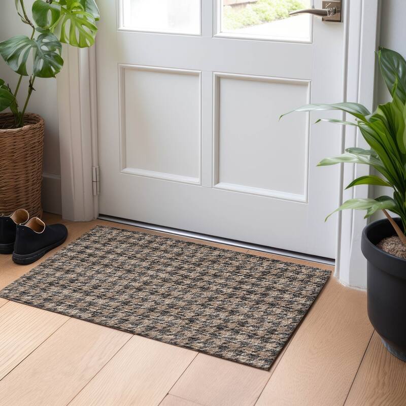 Premium Washable Super Soft Modern Houndstooth Mayfield Rug - Chocolate - 1' 8" x 2' 6" - Rectangle