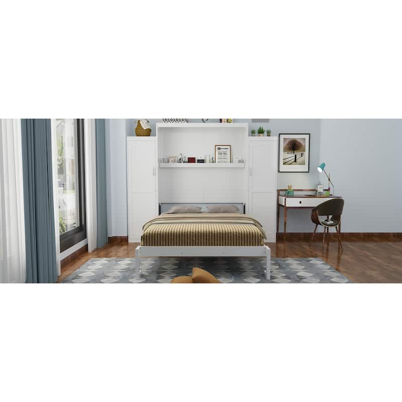 Full Murphy Bed with Wardrobes & Shelves