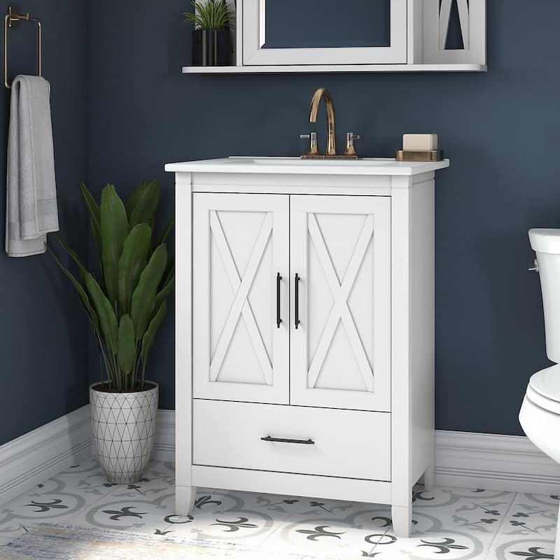 Key West 24W Bathroom Vanity with Sink by Bush Furniture - White Ash