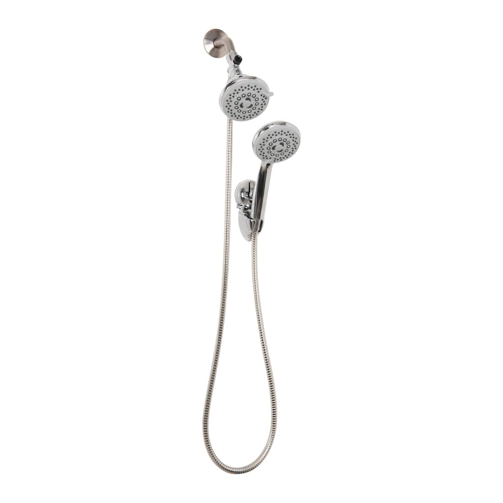 Bath Bliss 5 Function Luxury Dual Shower Head in Grey - 3.93" Rd x 9.5"