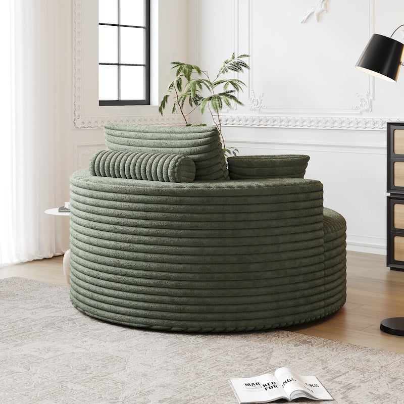 50"L Corduroy Sponge Single Sofa,No Assembly Required,Fluffy Modern Sleeper Chair (Not A Swivel Chair)
