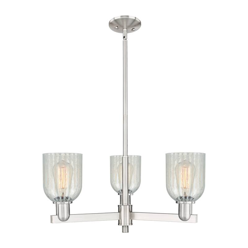Innovations Lighting Endless Possibilities Arcadia - Caledonia - 3 Light 27" Stem Hung Chandelier with Mouchette Shade - Mouchette/Satin Nickel