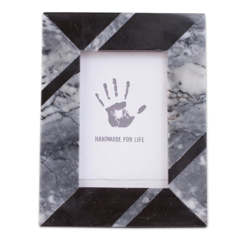Novica Handmade Modern Lines In Grey Marble Photo Frame (4X6) - Grey