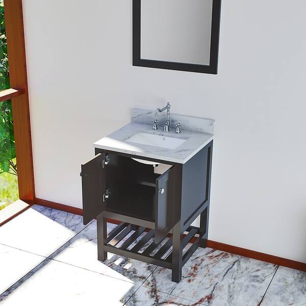Shop Bomonti Single Bathroom Vanity Set All Solid Wood With 1 Carrera Marble Top Overstock 32350981