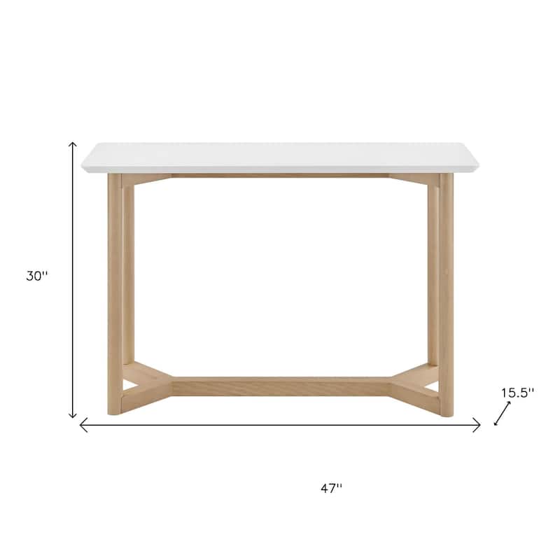 HomeRoots 47" Natural And White Solid Wood Sled Console Table - 47.00 in. x 30.00 in. x 15.50 in.