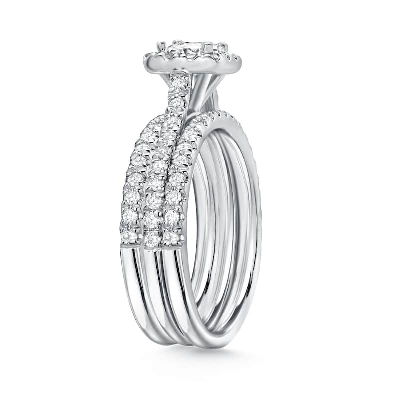 Auriya 1 1/4ctw Princess-cut Halo Diamond Engagement Ring 3pc Set 14k Gold