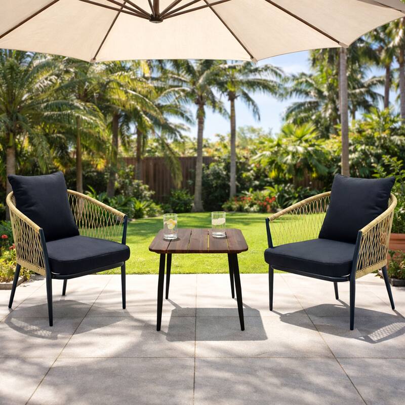 Resin Wicker Conversation 3 Pc. Set with Cushions