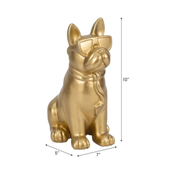 dimension image slide 2 of 3, Sagebrook Home 10" Solid Color Cool Shades Novelty Boston Terrier - 7" x 5" x 10"