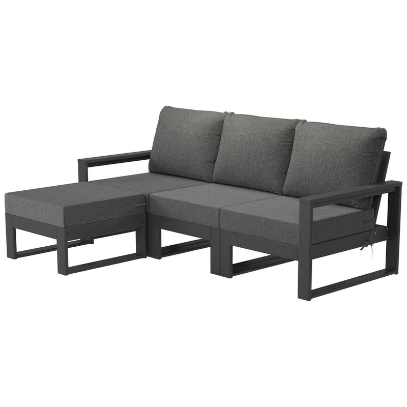 Endless Patio 4-Piece Deep Seating Set with Ottoman with Gray Frame - Gray/Gray