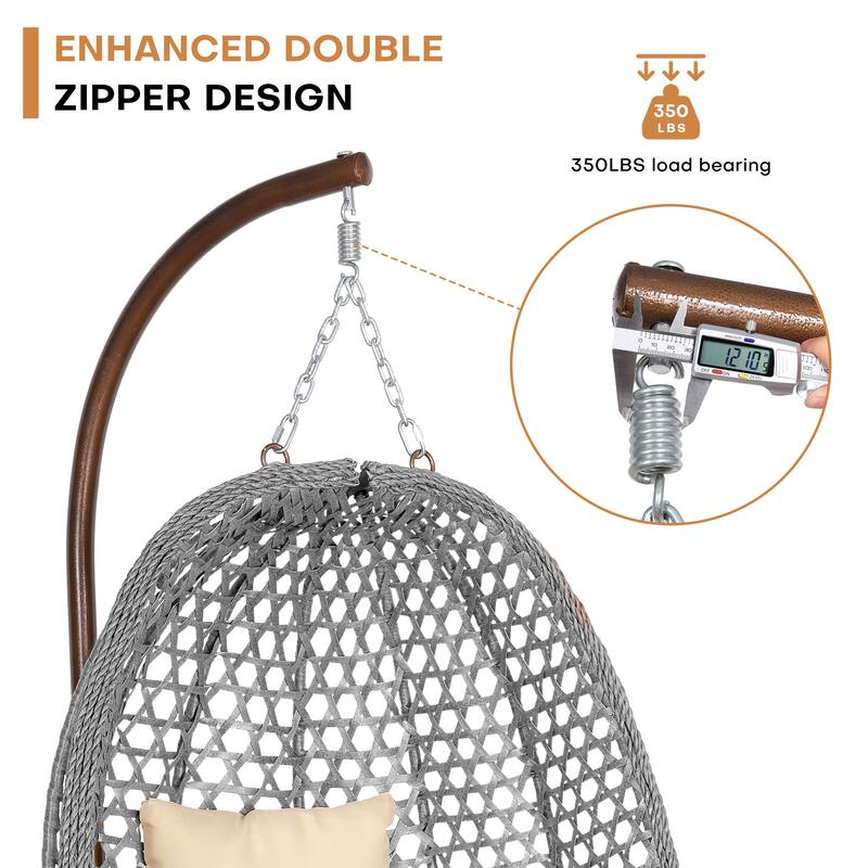 Outdoor/Indoor Swing Egg Chiar With Stand, Cushion And Headrest