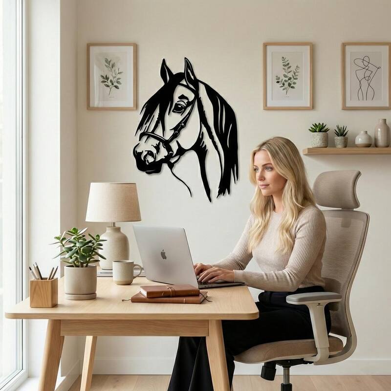 Horse Head Metal Wall Decor for Home and Outside - Wall-Mounted Geometric Wall Art Decor