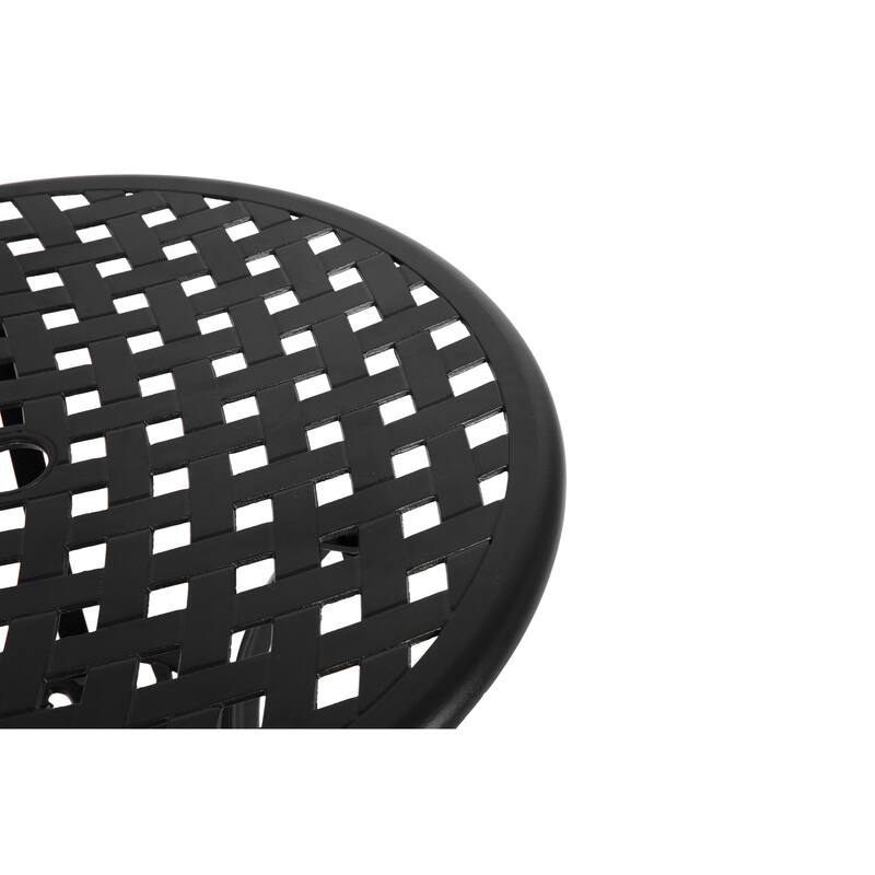 3 Piece Patio Bistro Set All Weather Metal Bistro Table Set - Black