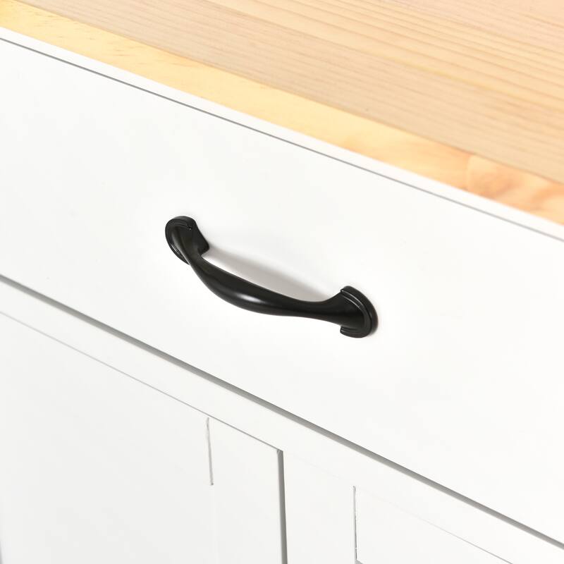 Kitchen Island Cart on Wheels with Solid Wood Top, Moveable Island Table with Adjustable Shelves, 4-Door Cabinet & 2 Drawers