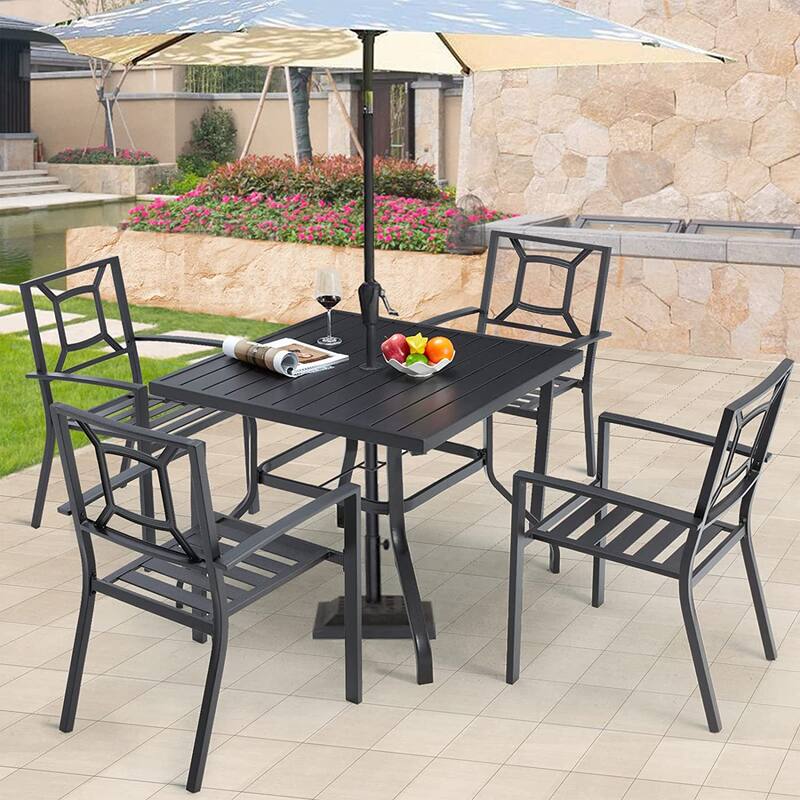 AECOJOY Metal Patio Dining Table ,Weather-Resistant Table