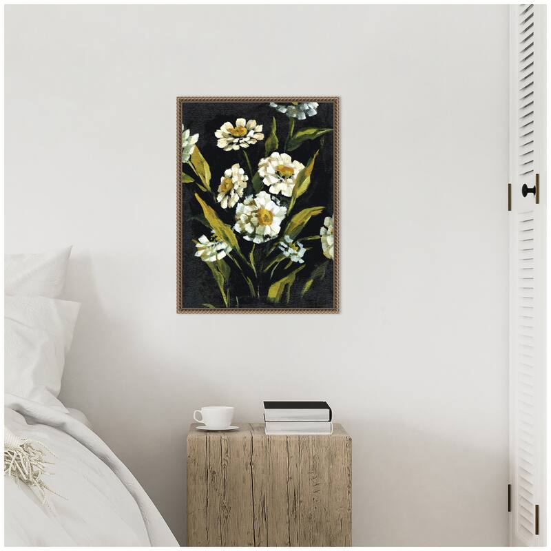 Kate and Laurel Sylvie Moody Floral 1 Framed Canvas by Annie Quigley