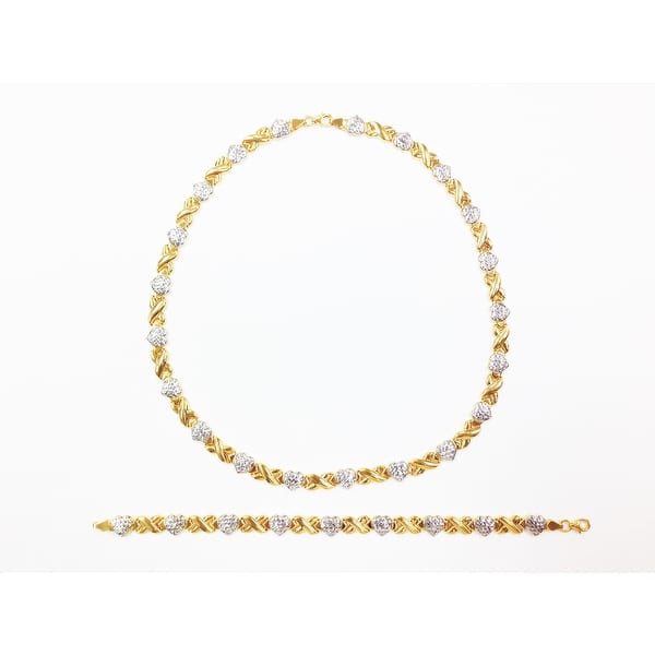 XOXO Stampato Necklace and Bracelet Set 20 LENGTH Gold Rose /& Silver NEW Womens Three Tone