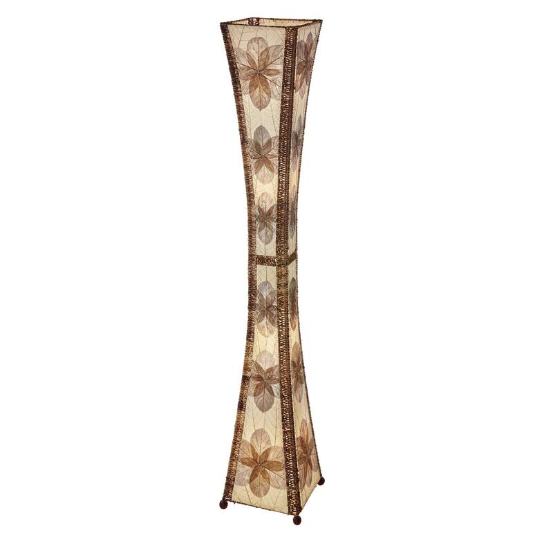 Eangee Handmade Hourglass Giant Floor Lamp, Jackfruit Leaves Shade, 13 x 13 x 72 in.