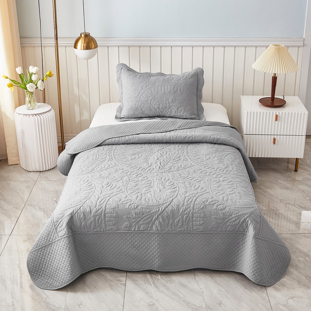 MarCielo 3 Piece Cotton Oversized Bedspread Quilt Set Tmonica