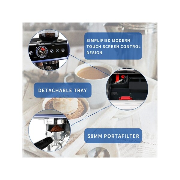 Cyetus Espresso Machine with Coffee Grinder and Milk Steam Wand