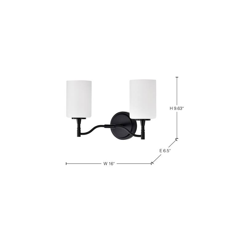 Liam 2 Light Vanity Matte Black White Opal Glass - Matte Black