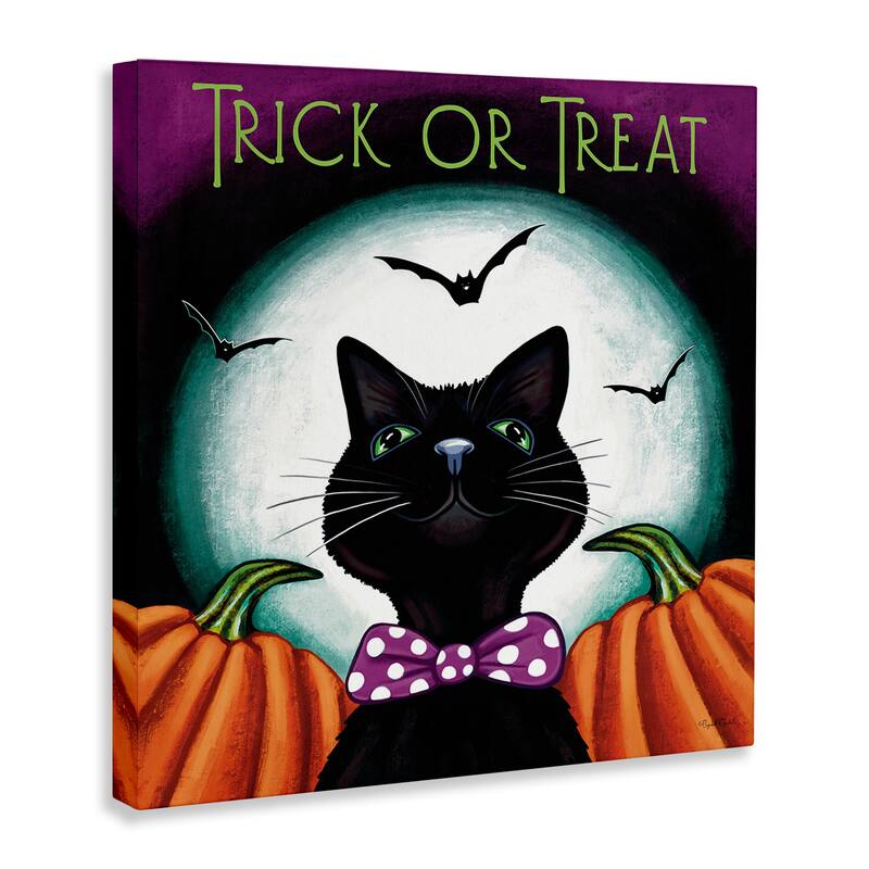 Stupell Trick Or Treat Cat Canvas Wall Art Design By Elizabeth Tyndall