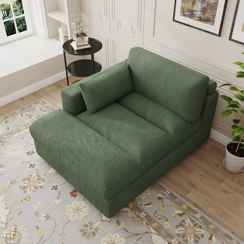 Modern Corduroy L-Shaped Sofa Chaise Lounge Couch