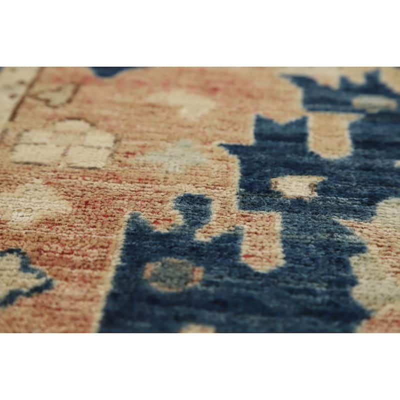 Hand Knotted Oriental 100% Wool Carpet Transitional All-Over Oranges & Rust Oushak Runner Rug - 8' 2'' X 2' 11''