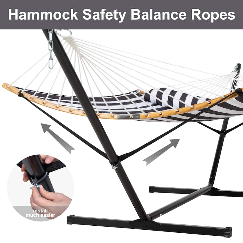 2-person Outdoor Hammock with Stand & Pillow